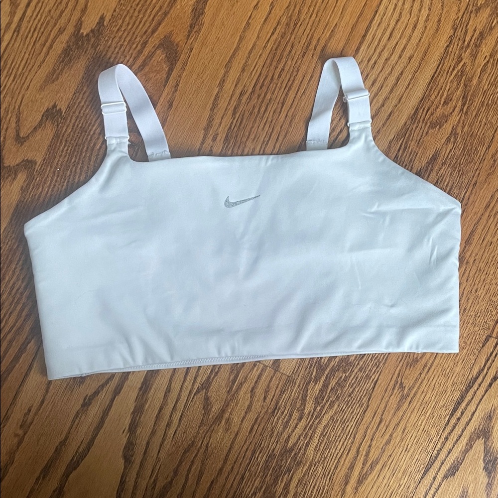 Nike White Square Neck Adjustable Dri-Fit Sports Bra 1X Plus